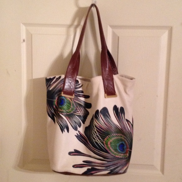 Elliott Lucca leather peacock handbag