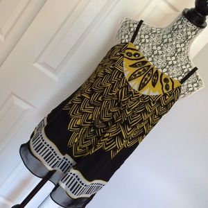 Yellow and black beaded sleeveless top
