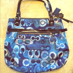 Coach Blue Poppy Denim Tote