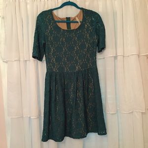 forest green lace dress