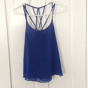 * SOLD * blue cross back tank top