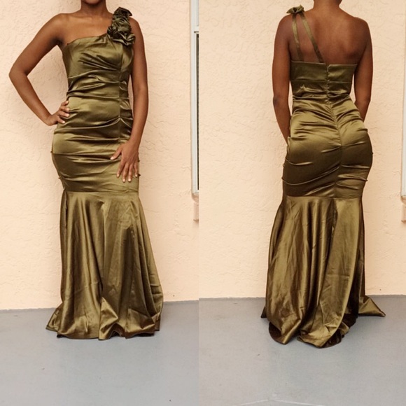 Olive green formal dress