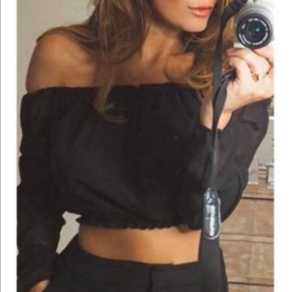Off the Shoulder Black Crop Top