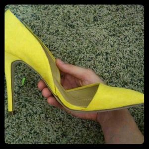 Yellow Suede Pumps