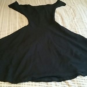 Ponte Off-Shoulder Cross Back Skater Dress