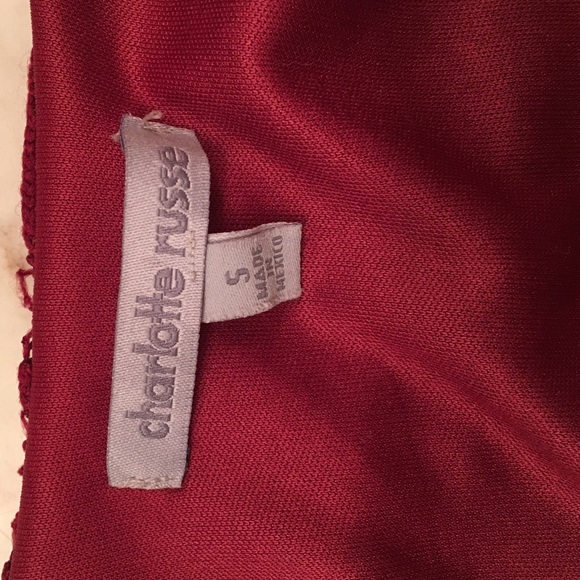 Charlotte Russe Maroon Lace Crop Top - Picture 3 of 3