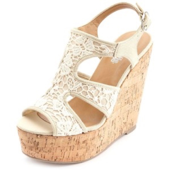 NEW! Crochet Lace Cut-Out Platform Wedge
