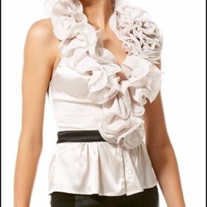 Bebe White ruffle top