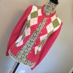 Argyle long sleeve button down cardigan