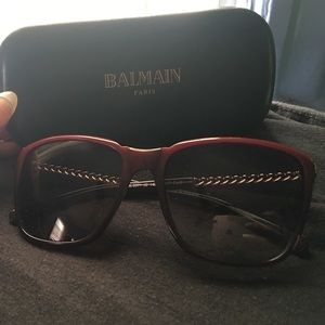 Balmain Burgundy/Gold Sunglasses