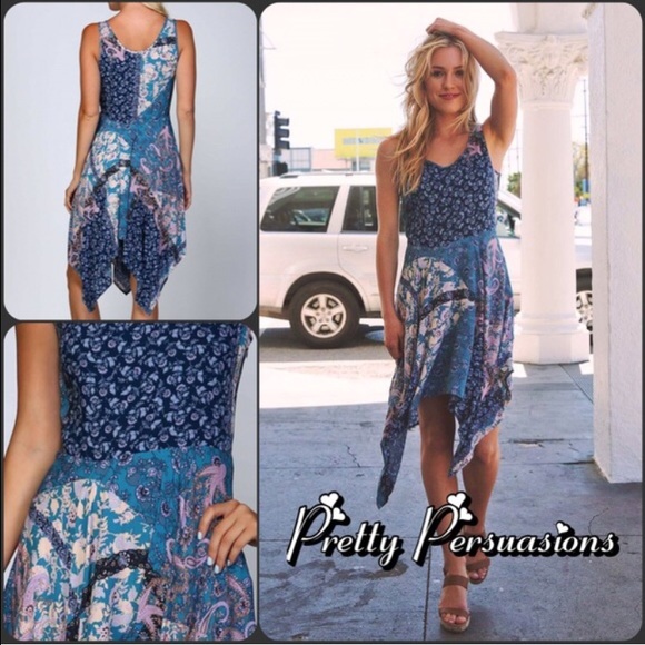 SOLD Paisley Floral Patchwork Fit & Flare Dress - Picture 3 of 4