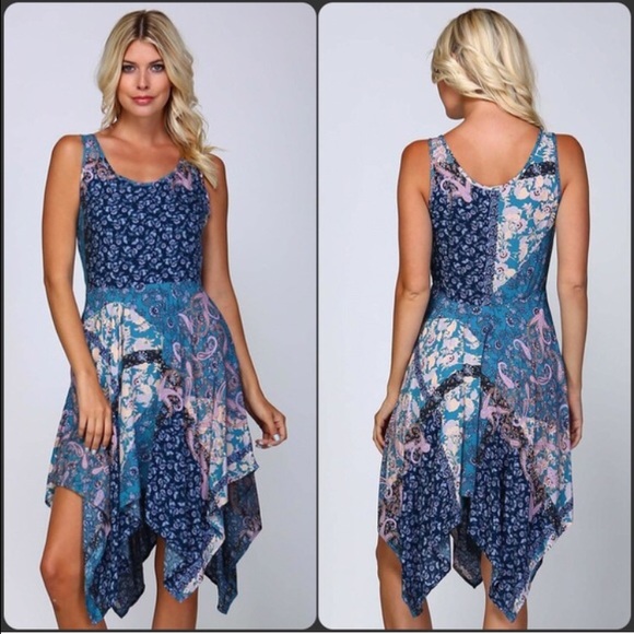 SOLD Paisley Floral Patchwork Fit & Flare Dress - Picture 2 of 4