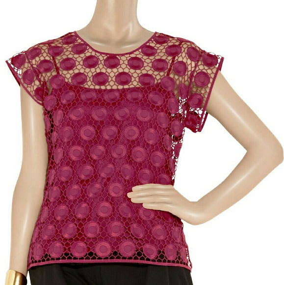 Marc Jacobs Raspberry Honeycomb Eyelet Top
