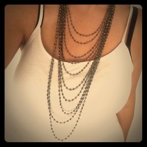Multi strand semi precious stone long necklace