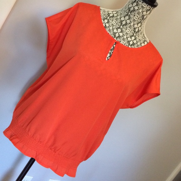 Orange short sleeve oversized blouse