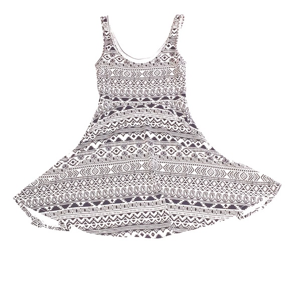 Black/white Aztec print skater dress.