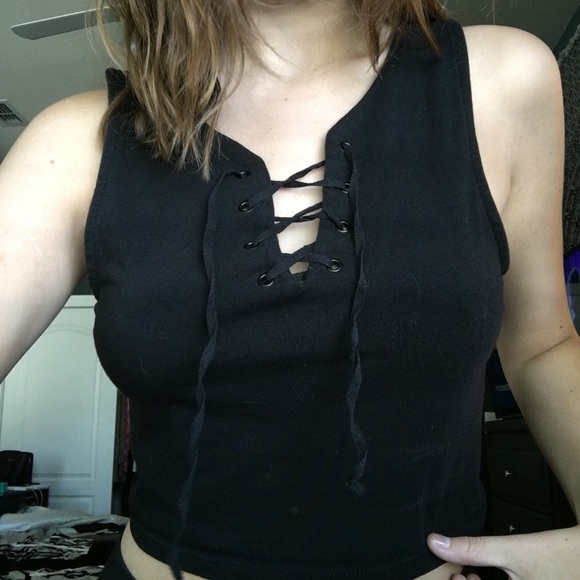 Topshop Lace Up Crop Top