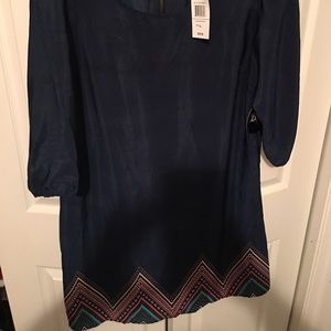 Navy/patterned shift dress XL. 100% polyester NWT