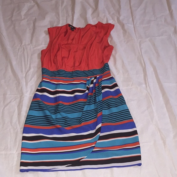 Cute bright colorful orange/blue dress.