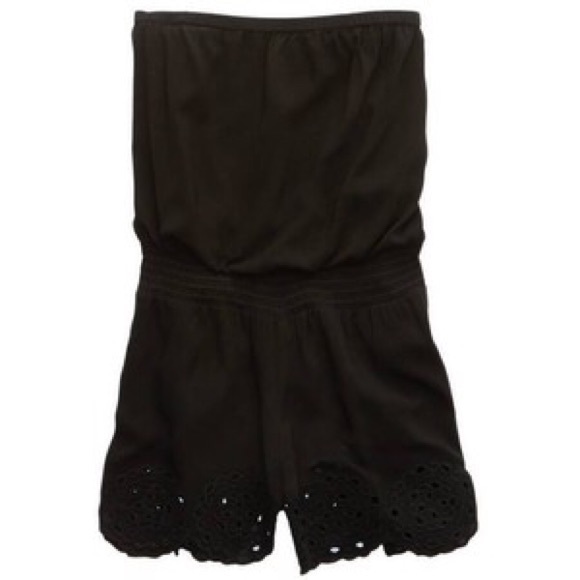 Aerie Black Scalloped Romper
