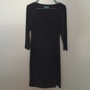 Ralph Lauren Fitted Black Midi Dress