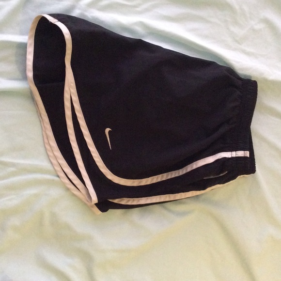 Black and white Nike dri-fit running shorts
