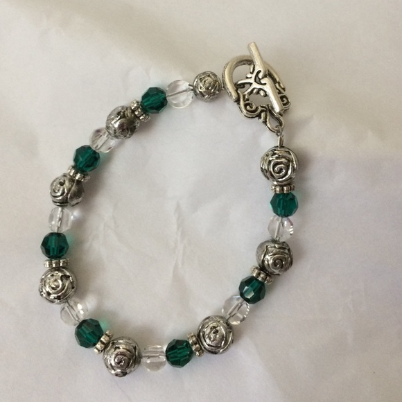 Emerald and Silver Bracelet