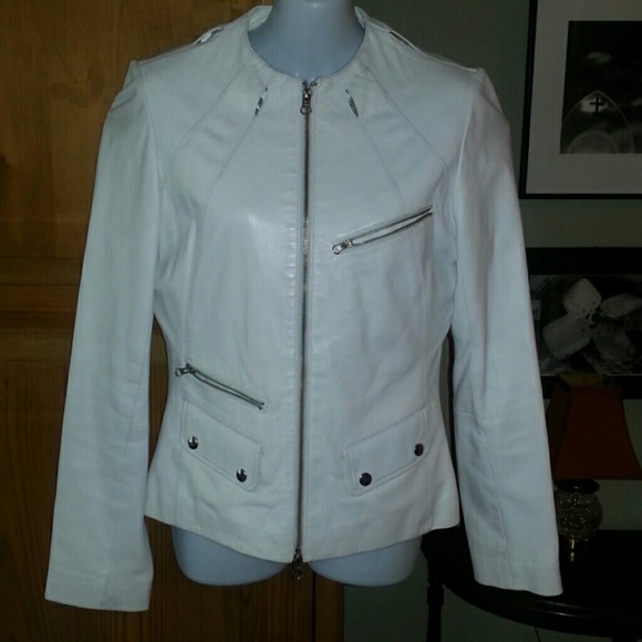 Arden B white leather jacket.