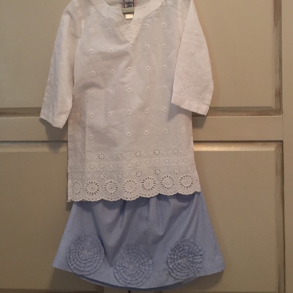 Girls white peasant top and skirt