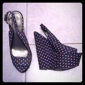 Navy wedges with cherry designs
