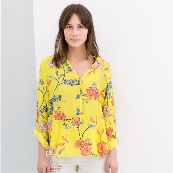 Zara Tops - Zara Yellow Flower blouse