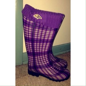 Purple Ravens rain boots