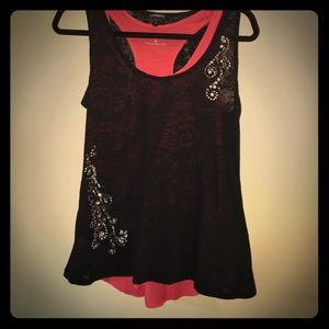 Express rhinestone detailed sheer graphic tee