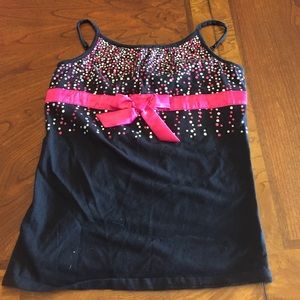 Justice sparkly tank top with bow.