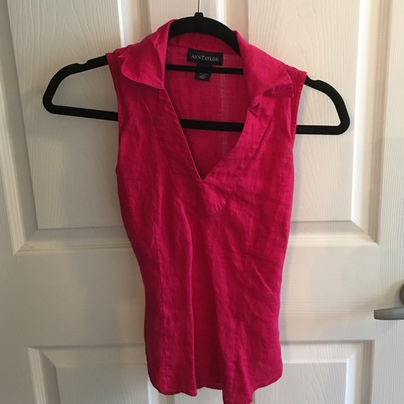 Ann Taylor dark pink sleeveless blouse