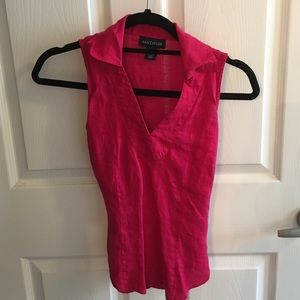 Ann Taylor dark pink sleeveless blouse