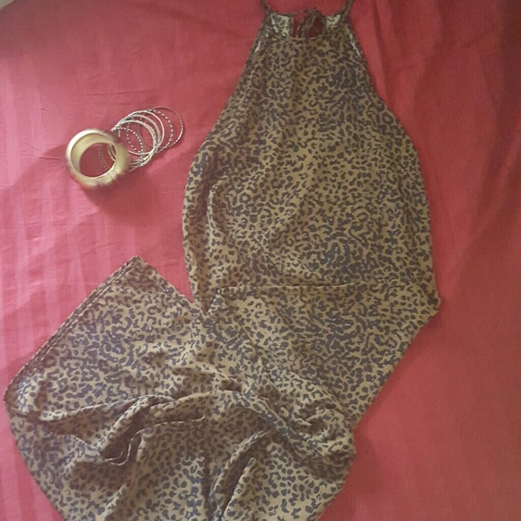 Low back Halter Leopard Dress