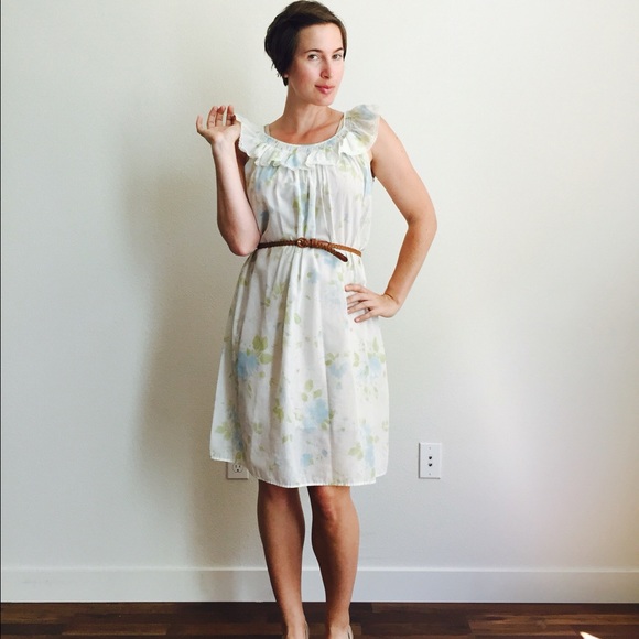 Vintage 1960s Floral Ruffled Dress