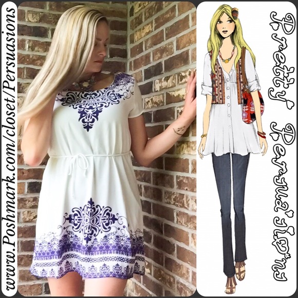 Pretty Persuasions Tops - SOLD OUT 🌻Printed Boho Mini Shirt Dress Tunic Top