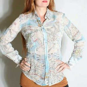 Silk Dolce&Gabonna vintage, designer, sheer blouse