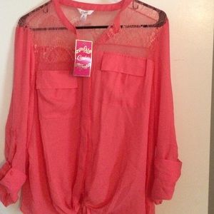 Candies NWT Sheer Coral blouse