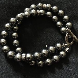 Hematite bracelet with marcasite toggle