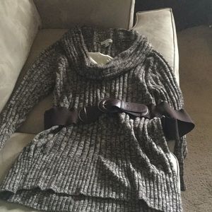 Cowl Neck Marble knit tunic sweater