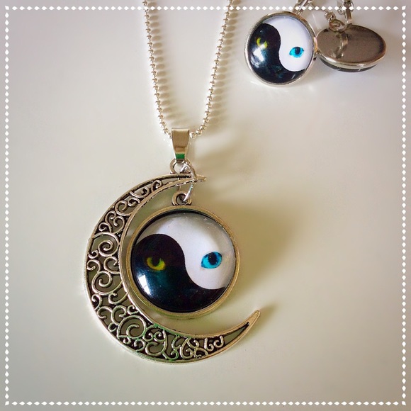 Jewelry - Yin & Yang Cat Eye Necklace and Earring Set
