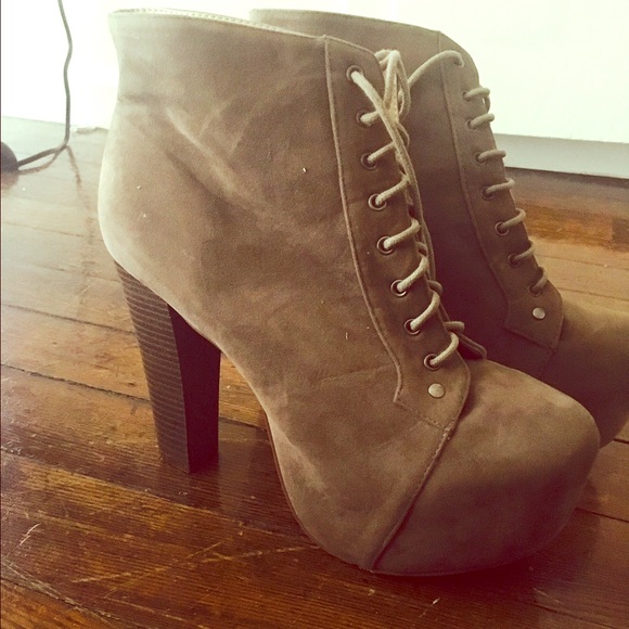 Suede wood boot heels