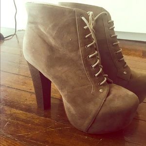 Suede wood boot heels