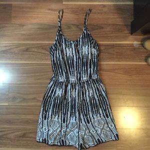 Tribal print black and white romper