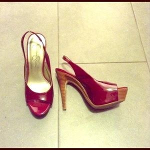 Jessica Simpson red sling backs
