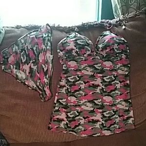 ADORABLE CAMO PRINT TANKINI BATHING SUIT