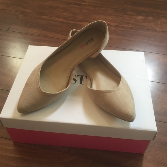 JustFab Shoes - Faux suede nude flats
